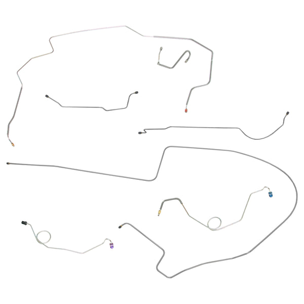 1967 Dodge Coronet/Charger w/Hump Right Front, 8 3/4 Rear Manual Drum Brake Line Kit 7pc, Stainless