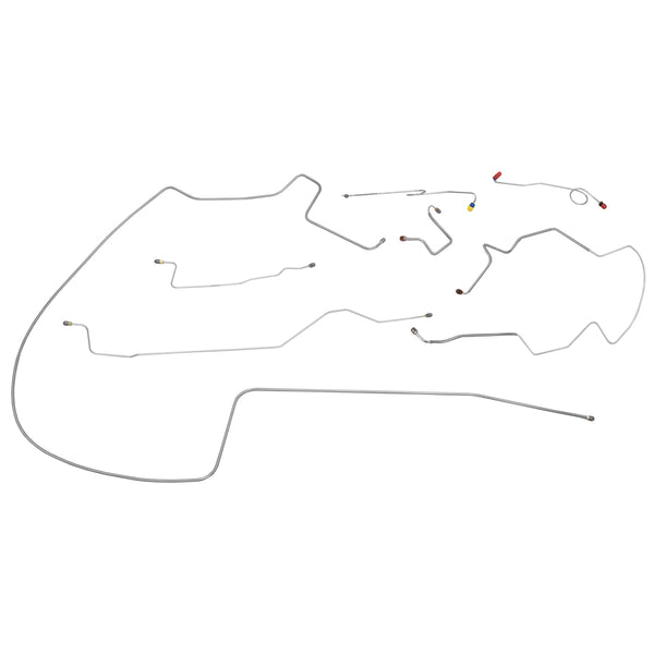 1968-69 Dodge B-Body, Dana 60 Rear Axle, Manual Drum Brake Line Kit 7pc, Stainless