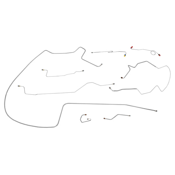 1968-69 Dodge B-Body, Dana 60 Rear Axle, Power Drum Brake Line Kit 7pc, Stainless