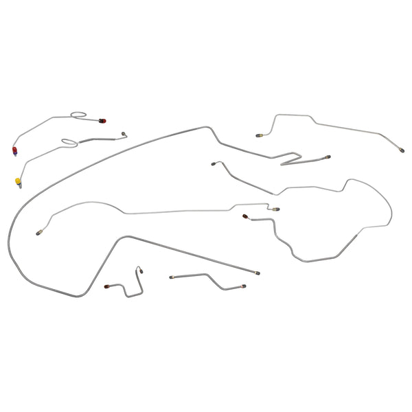 1968-69 Dodge Coronet Charger Right Port Master 2pc F to R, 8 3/4 Axle Power Disc Brake Line Kit 8pc, Stainless