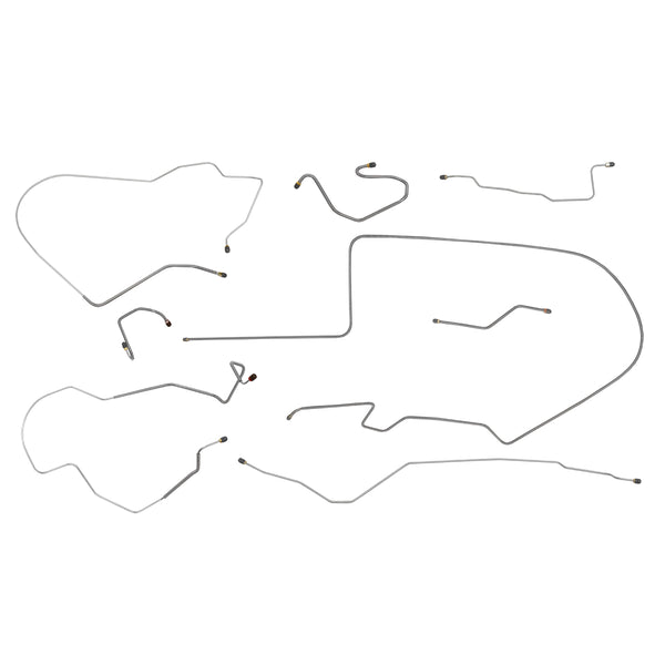 1968-69 Dodge B-Body, Left-Port Master, One-Piece F to R, Dana 60 Rear Axle, Manual Disc Brake Line Kit 8pc, Stainless