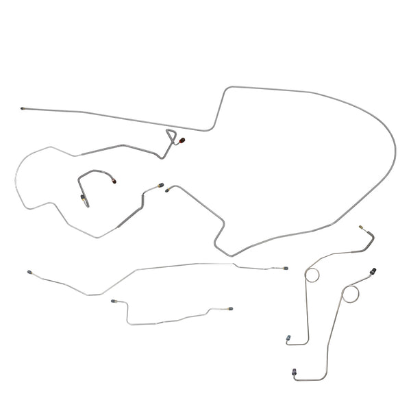 1968-69 Dodge Coronet Charger Hemi Left-Port M/C, 1pc  F to R, Dana Rear Complete Power Disc Brake Line Kit 7pc, Stainless