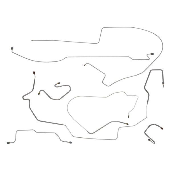 1970 Dodge Coronet Charger Left-Port Master 1pc F to R, Dana Axle Manual Drum Brake Line Kit 7pc, Stainless