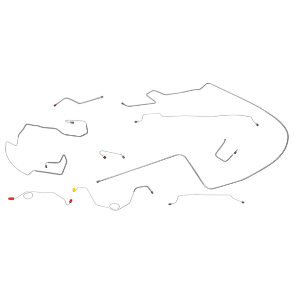 1970 Dodge Coronet Charger Left Port Master 2pc F to R 8 3/4 Axle Power Disc Brake Line Kit 8pc Stainless