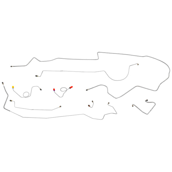 1971 Dodge Charger 1pc F to R Power Disc Brake Line Kit 8pc, Stainless