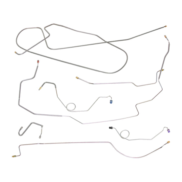 1972 Dodge Charger Complete Manual Drum Brake Line Kit 7pc, Stainless