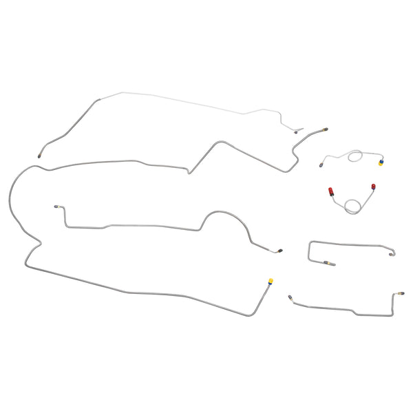 1972 Dodge Charger 1pc F to R Power Disc Brake Line Kit 7pc, Stainless