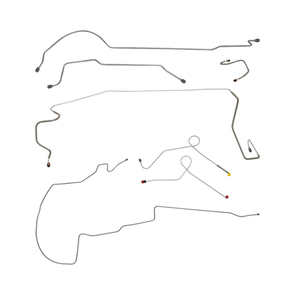 1968-69 Dodge A-Body Dart/GT w/8 3/4 Rear Power Drum Brake Line Kit 7pc, Stainless