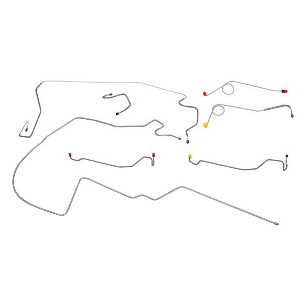 1970 Dodge A-Body Dart 2pc F to R, 8 3/4 Rear Manual Disc Brake Line Kit 8pc, Stainless