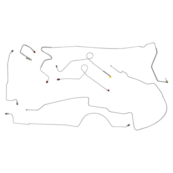 1972 A-Body Dart 111" WB 8-3/4 Rear Axle 1pc  F to R Power Disc Complete Brake Line Kit 7pc, Stainless