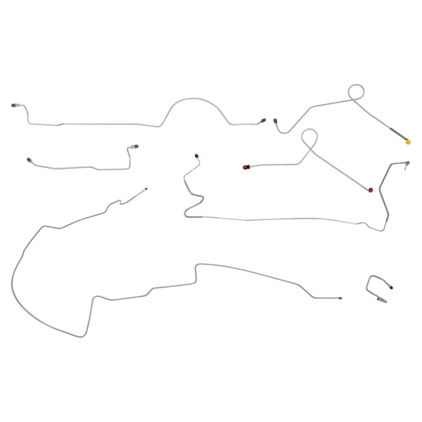 1973 Dodge A-Body Dart/GT Power Disc Brake Line Kit 7pc, 1pc Front to Rear, 8 1/4 Rear Axle, Stainless