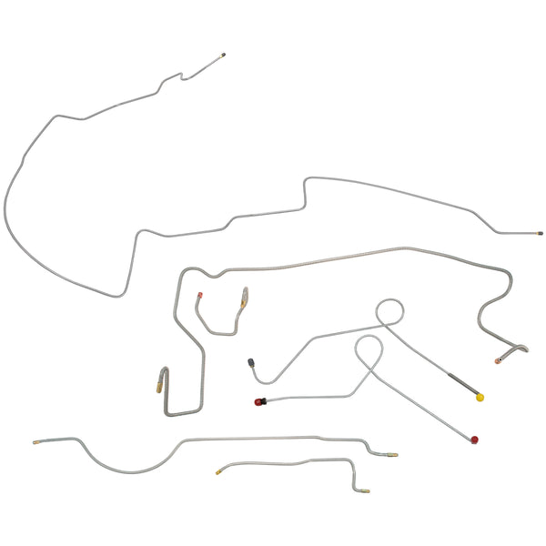 1974-46 Dodge Dart GT Complete Power Drum Brake Line Kit 7pc, 8 1/4 Rear Axle, Stainless