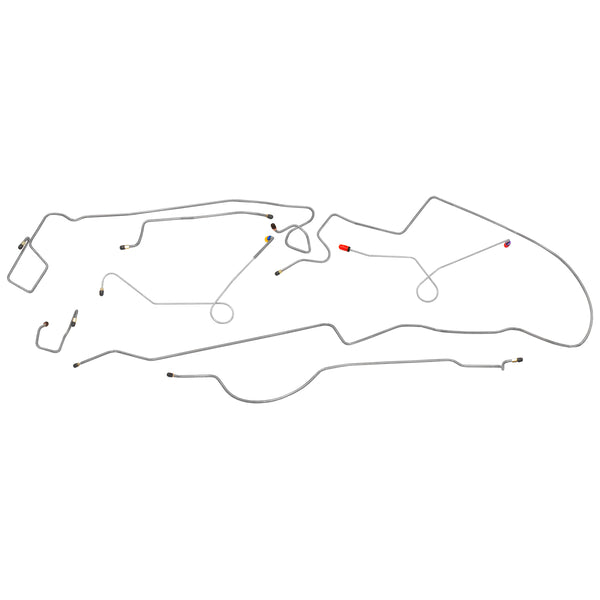 1974-76 Dodge A-Body Dart 1pc F to R, 8 1/4" Rear Power Disc Complete Brake Line Kit 7pc, Stainless