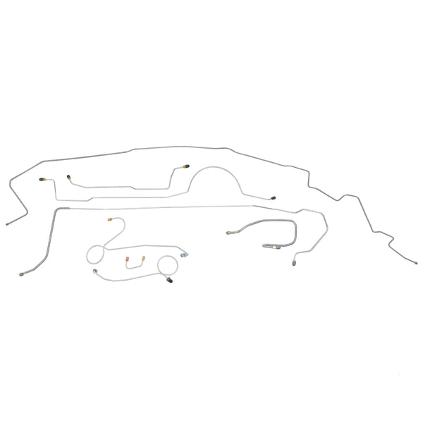 1971 Dodge Challenger Complete Power Disc Brake Line Kit 9pc (1pc Front to Rear) Hemi Engine, Stainless