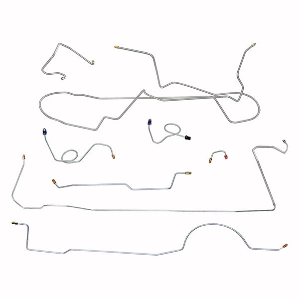 1972-74 Dodge Challenger Complete Manual Drum Brake Line Kit 7pc, Stainless