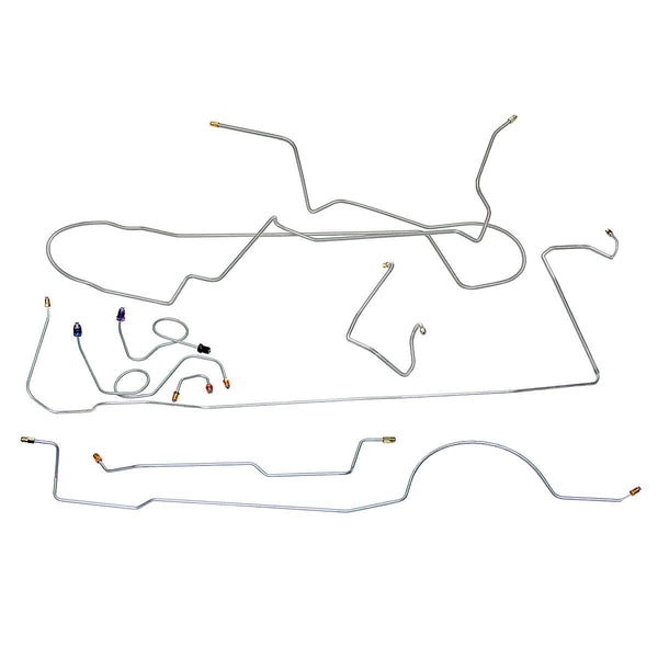 1973 Dodge Challenger Complete Power Drum Brake Line Kit 7pc, Stainless