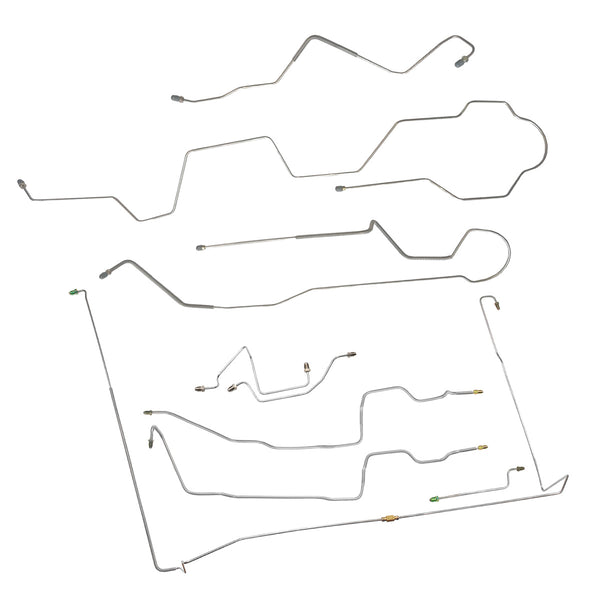 2002-04 Dodge Dakota 4x4 V8 Ext. Cab Shortbed Rear Drum 4-Wheel ABS Complete Brake Line Kit 9pc, Stainless