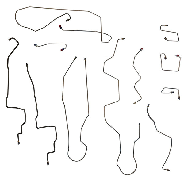 1997-02 Dodge Dakota 4WD Ext Cab Short Bed Rear Drum ABS Brake Line Kit 11pc, Stainless