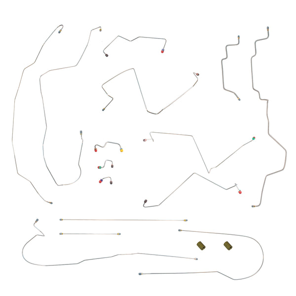 1995-97 Dodge Ram 2500 2/4WD All Cab/Bed Sizes w/Four-Wheel ABS Dana 60/70 Axle Complete Brake Line Kit, Stainless