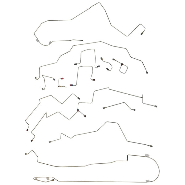 1998-01 Dodge Ram 1500 2500 2wd & 4wd Std Cab Short Bed Four-Wheel Disc & ABS Brake Line Kit 14pc, Stainless