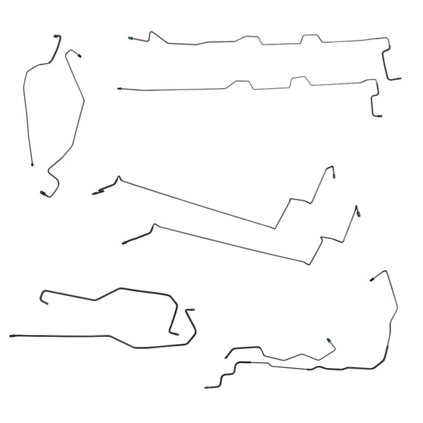 1996-00 Dodge Plymouth Caravan Voyager 113.3" WB Four-Wheel Disc w/o ABS w/ Load Valve Complete Brake Line Kit 10pc, Stainless