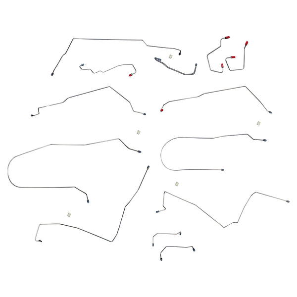 2000-07 Ford Focus Four-Wheel Disc w/ABS w/TC Complete Brake Line Kit 13pc, Stainless