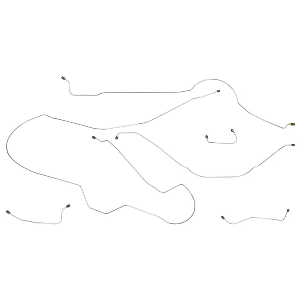 1961-62 Ford Galaxie (High Performance/Line runs under Radiator) Power Drum Complete Brake Line Kit 6pc, Stainless