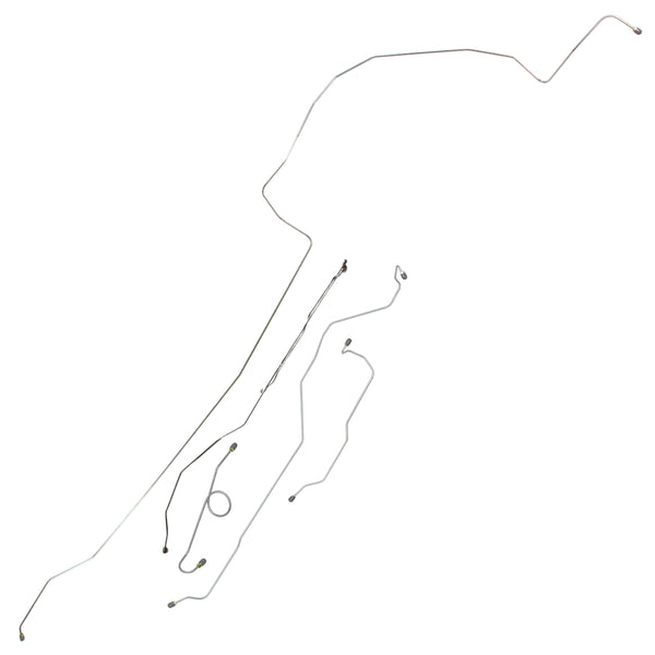 1964-65 Ford Mustang Power Drum Brake Line Kit 6pc, Factory Single Exhaust, Stainless