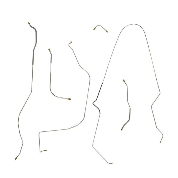 1954-55 Ford Sunliner/Fairlane/Crown Victoria/Customline/Mainline Manual Drum Complete Brake Line Kit 6pc, Stainless