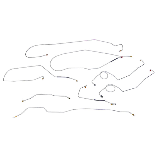 1967-70 Ford F-250 2wd Complete Power Drum Brake Line Kit Short Bed, Stainless