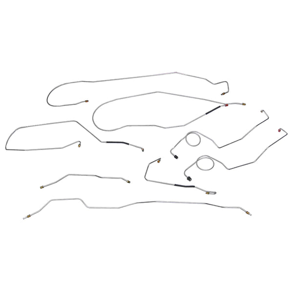 1971 Ford F100 F150 2wd Power Drum Brake Line Kit 8pc, Shortbed, Stainless