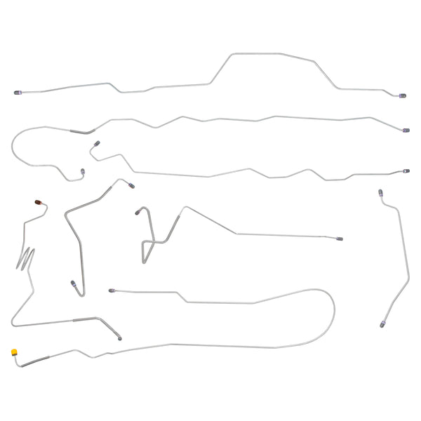 1976-79 Ford F100 F150 2WD Std. Cab Longbed Power Disc Complete Brake Line Kit 9pc, Stainless