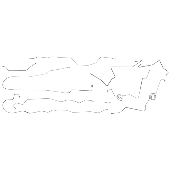 1976-79 Ford F100 F150 2WD Std. Cab Longbed Manual Disc Complete Brake Line Kit 8pc, Stainless Steel