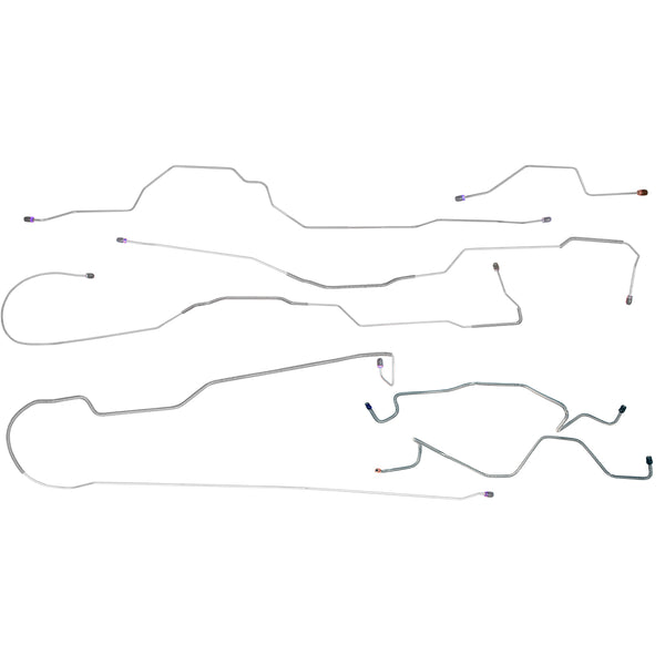 1987-89 Ford F100 F150 4WD Std. Cab Short Bed Power Disc Complete Brake Line Kit 8pc, Stainless