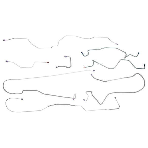 1987-89 Ford F250 F350 4WD Std Cab Long Bed Single Rear Wheels Power Disc Brake Line Kit 8pc Stainless