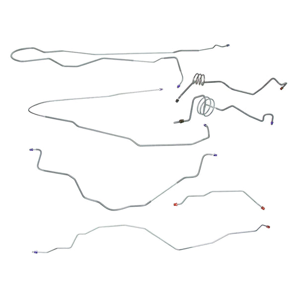 1991-93 Ford F250/F350 2WD Ext. Cab Longbed w/Single Rear Wheels Power Disc Brake Line Kit 8pc, Stainless