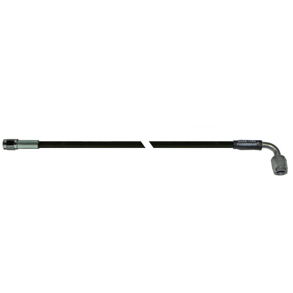 15" Stainless Braided Hose Black Housing -3AN Female to -3AN 90 Female