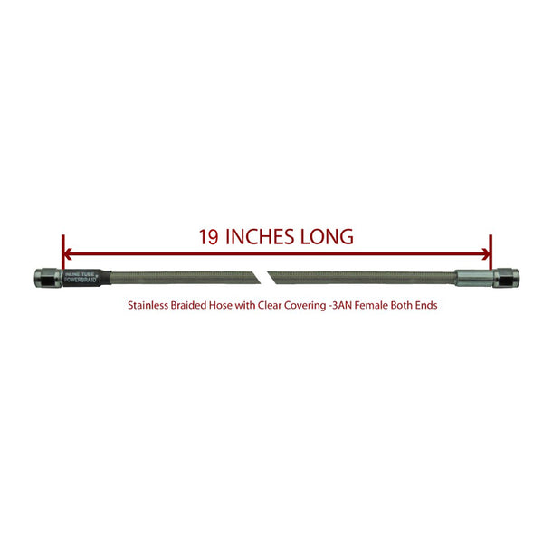 19" Stainless Braided Hose -3AN Female Both Ends, 1pc