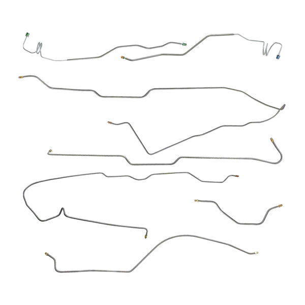 1977 (Late)-78 Jeep CJ-7 w/AMC 20 Narrow Axle w/MT (Late 3/16"/1/4" M/C Lines) Standard Brake Line Kit 7pc, Stainless