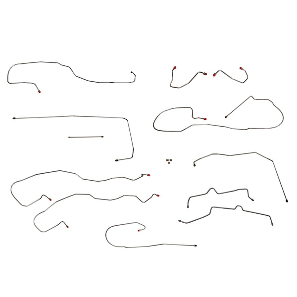 2000-07 Chevrolet GMC Suburban Avalanche Yukon XL 2WD & 4WD, 1/2-Ton, Valve at M/C, Complete Brake Line Kit 12pc, Stainless