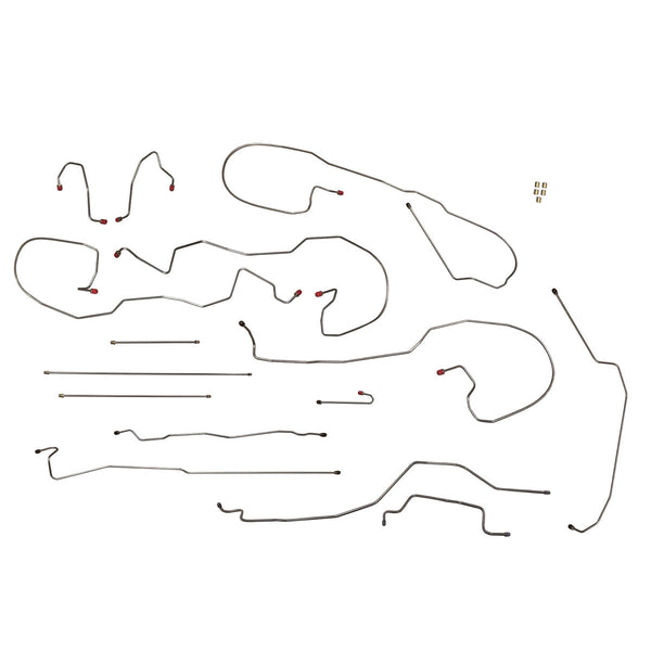 2003-04 Chevrolet GMC Truck 4WD 1500 All Cabs & Bed Lengths Valve At Master Lines Brake Line Kit, 15pc, Stainless