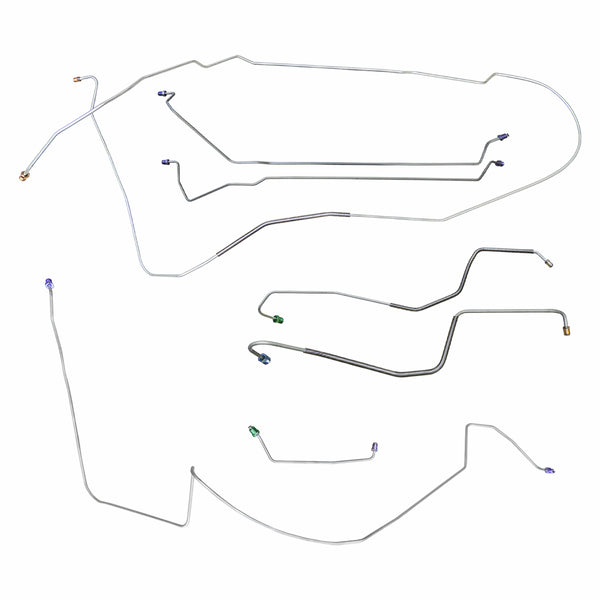 1967 Oldsmobile 442 Hardtop Power Drum Brake Line Kit 7pc, Stainless