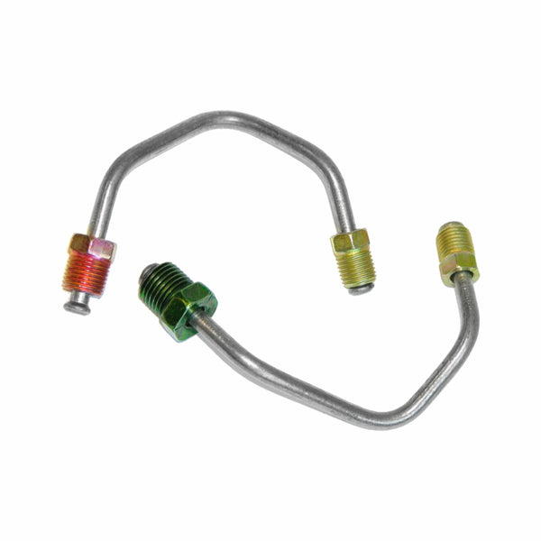 1967 Oldsmobile Cutlass/442/F85 Factory Disc 3/16" Brake Caliper Lines 2pc (1/2"-20 Lt, 7/16"-24 Rt @ Caliper), Stainless