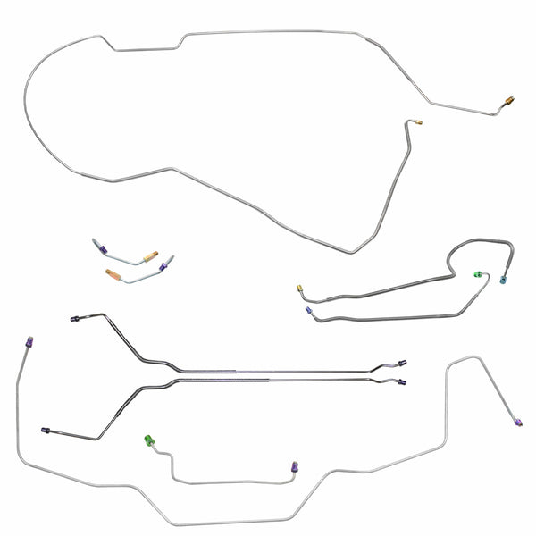 1968 Oldsmobile Cutlass, 442, Manual Drum Full Brake Line Kit 7pc, HDT, Stainless