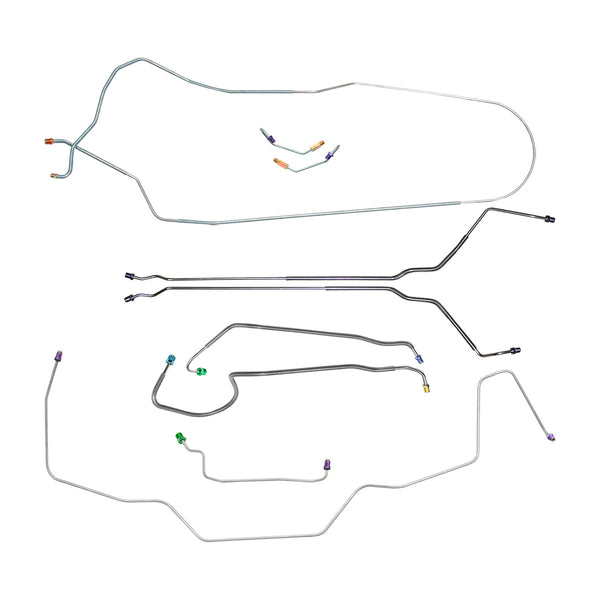 1968 Oldsmobile Cutlass/442/F85 Convertible Manual Drum Brake Line Kit w/Wheel Lines 9pc, Stainless