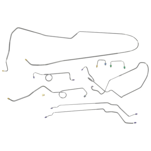 1968 Oldsmobile Cutlass/442/F85 Convertible w/Valve at M/C Power Disc Conversion Complete Brake Line Kit 8pc, Stainless