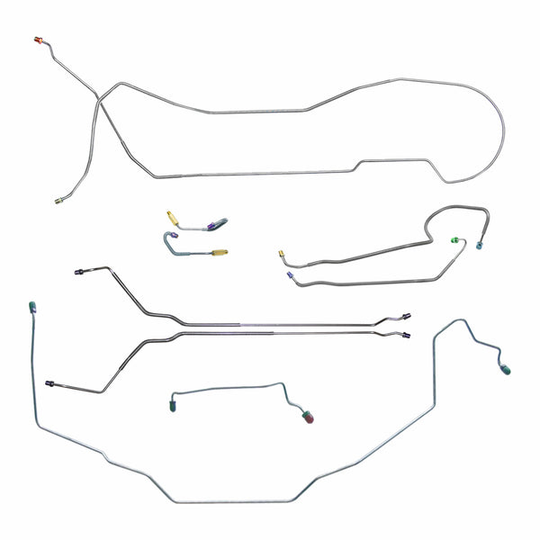 1969 Oldsmobile Cutlass/442/F85 Hardtop Manual Drum Brake Line Kit w/Wheel Lines 9pc, Stainless