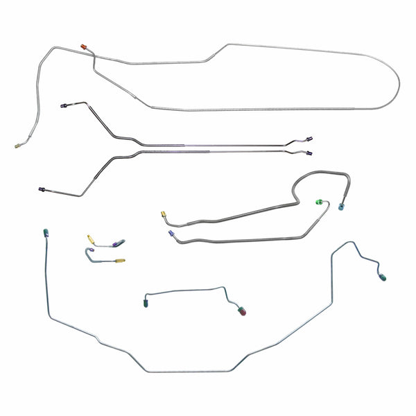 1969 Oldsmobile Cutlass/442/F85 Convertible Manual Drum Brake Line Kit w/Wheel Lines 9pc, Stainless