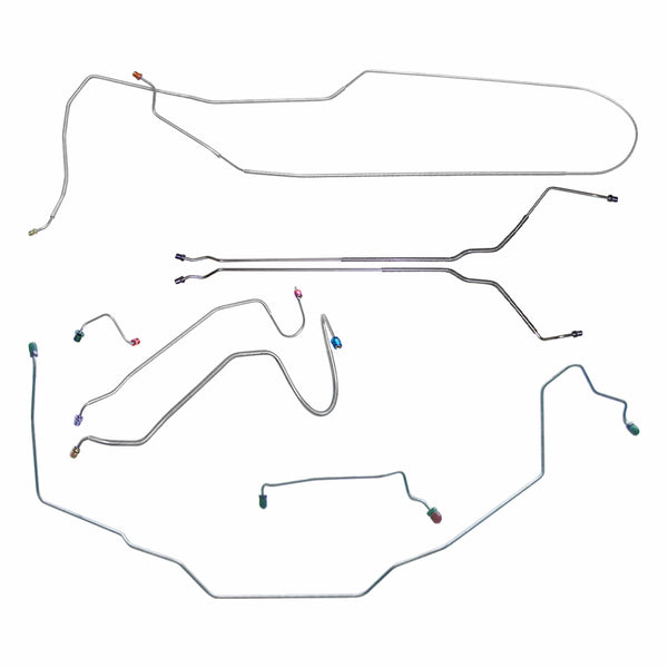 1969 Oldsmobile Cutlass/442/F85 Convertible Manual Disc Brake Line Kit 8pc, Stainless