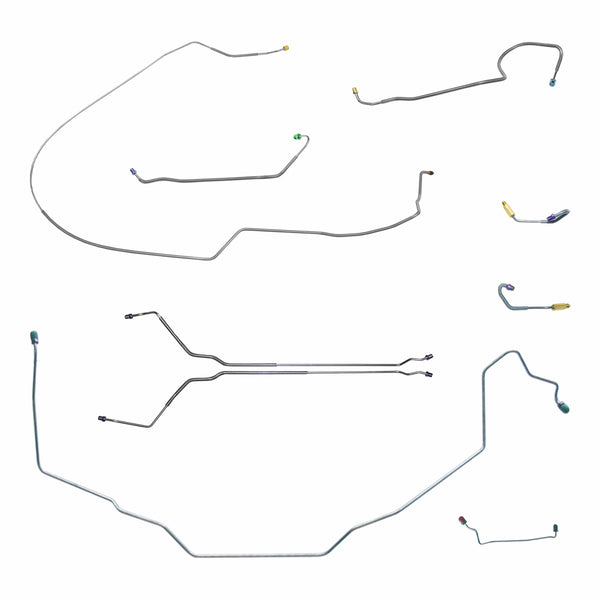 1970 Oldsmobile Cutlass/442/F85 Convertible Manual Drum Complete Brake Line Kit w/Wheel Lines 9pc, Stainless